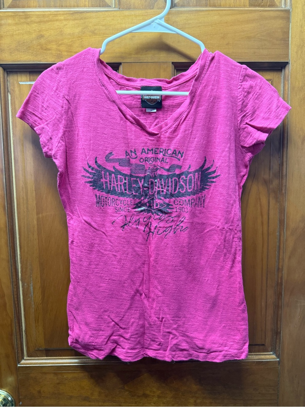 Harley-Davidson Women's Hot Pink V-Neck Graphic Tee